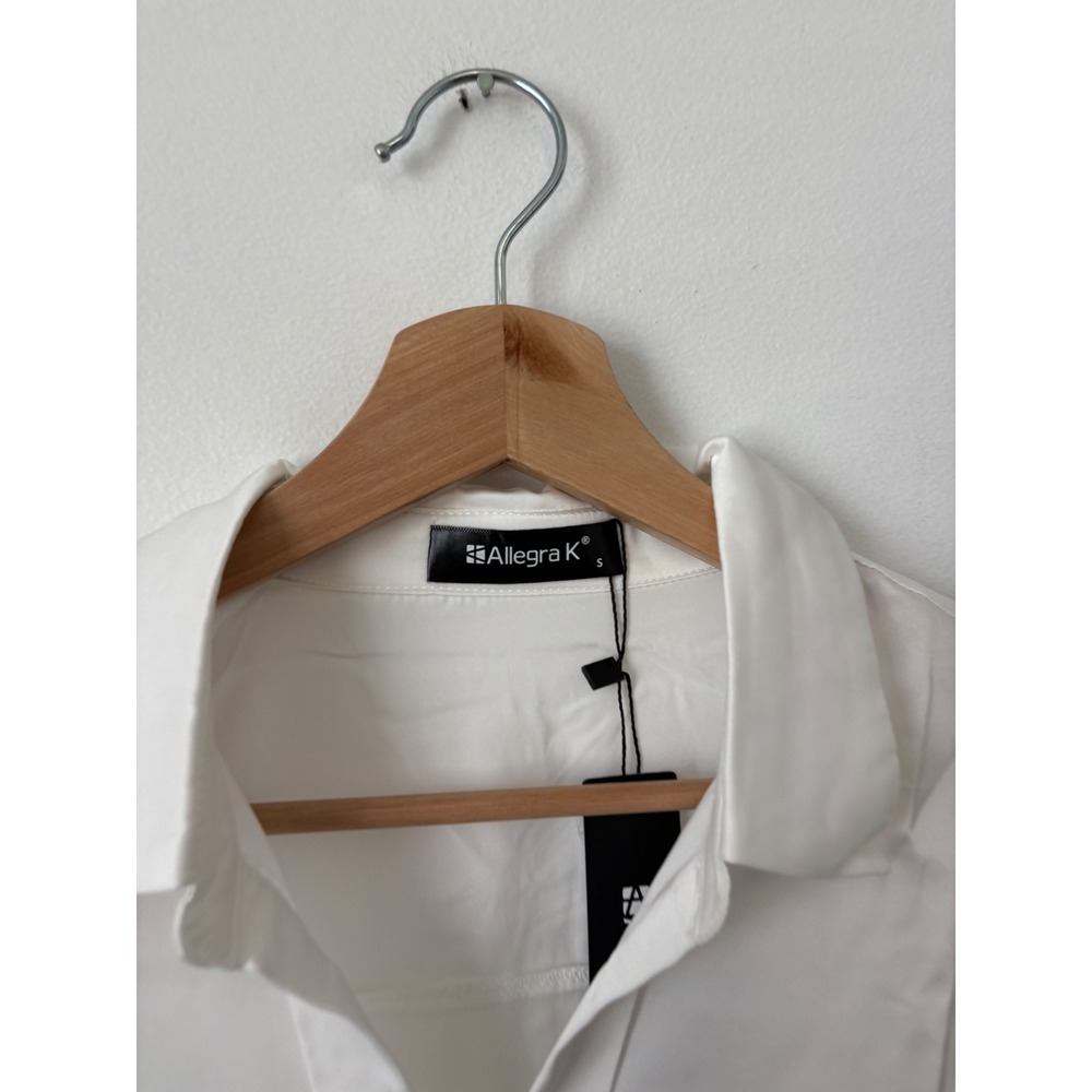 Allegra K Women's V-Neck Long Sleeve Chiffon Blouse – White – Small – NWT - Picture 3 of 5